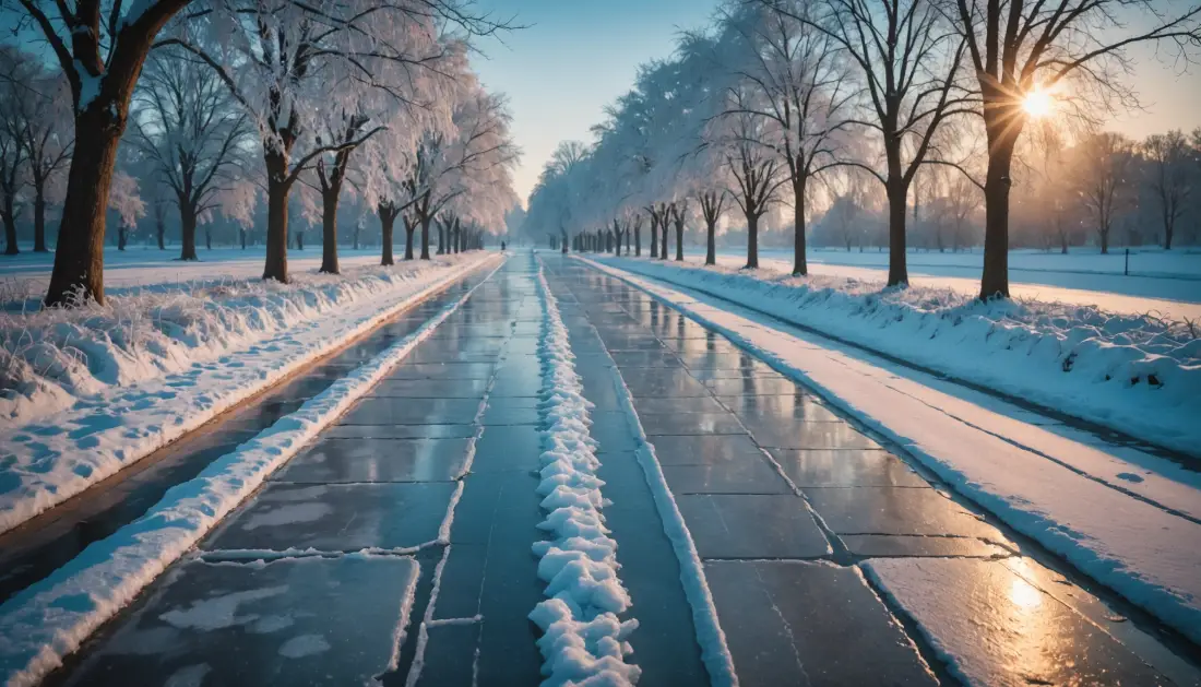 Icy Walkway with De-Icing Solution